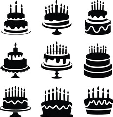 Sweet Success: Collection of Birthday Cake Icons for Celebrations