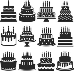 Sweet Success: Collection of Birthday Cake Icons for Celebrations