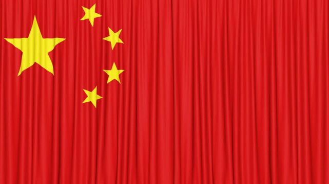 China Curtain Flag and Theater Stage Animation, Loop
