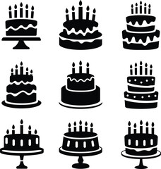 Celebrate with Style: Birthday Cake Icon Set for Festive Designs