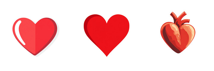 Set of A minimalist heart icon isolated on transparent background