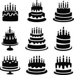 Celebrate with Style: Birthday Cake Icon Set for Festive Designs