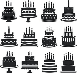 Celebrate with Style: Birthday Cake Icon Set for Festive Designs