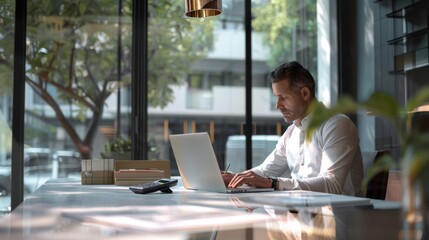 The professional man working.