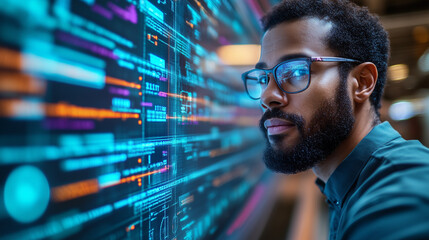 "IT" displayed on a virtual whiteboard, with diagrams and code snippets illustrating project planning in IT.