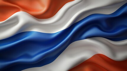 Thailand flag design. Waving Thai flag made of satin or silk fabric.