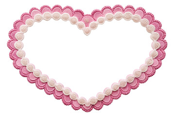 Obraz premium Pink and white scallop heart frame border png