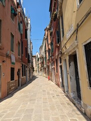 Deserted alley, Venice, Italy on 19-06-2023