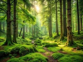 Fototapeta premium Whispering Woods: Rustic, Earthy, Tranquil, Forest Green, Nature