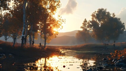 A Peaceful Environment with A Beautiful Forest Scenario