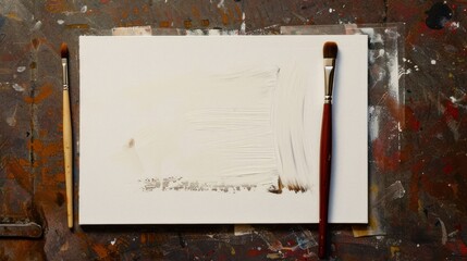 Blank Canvas with Paintbrushes Ready for Art