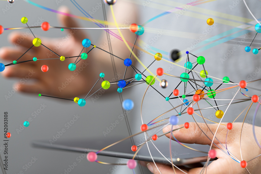 Poster conference digital network and data concept 3d - 3d