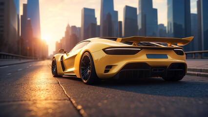 car of the future , electric car yellow sporty , expensive car