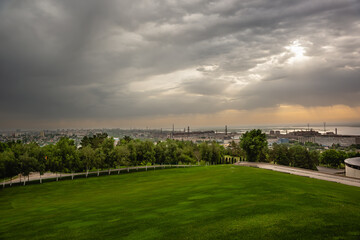 industrial part of the city on the banks of the Volga River
