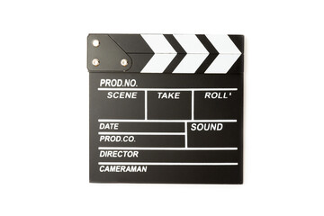 Fototapeta premium Movie clapper. Movie clapper isolated on white background. Concept recreation and entertainment. Cinema concept.