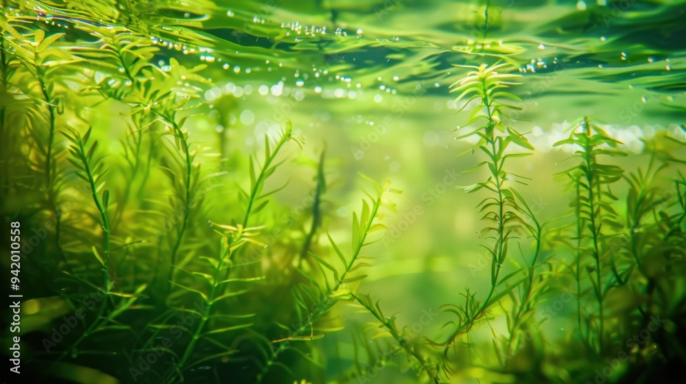 Poster Aquatic Plants Underwater with Sunlight