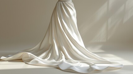Elegant white fabric drapes gracefully on a neutral background, creating soft folds and textures.