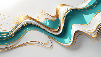 turquoise golden shining 3d abstract background