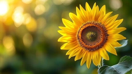 Obraz premium Detailed close-up of a bright sunflower against a clear blue sky ideal for joyful wallpapers