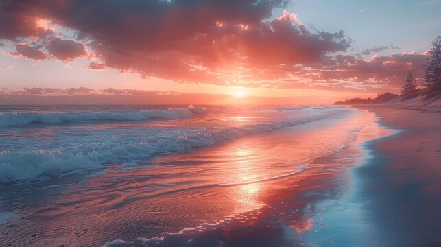 a beautiful cinematic image of henley beach in south australia, hyper real.