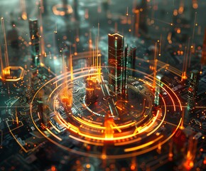 Futuristic Concept of a Question Mark Surrounded by Statistical Elements, Emphasizing Data-Driven Inquiry and Digital Analysis in a High-Tech, Sci-Fi Inspired Visual Representation