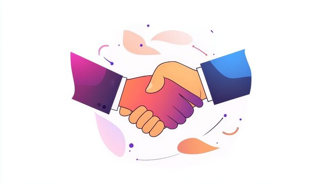 recommend clip art: A 3D cartoon illustration depicting a handshake between two individuals, symbolizing partnership, agreement, collaboration, success, and unity.