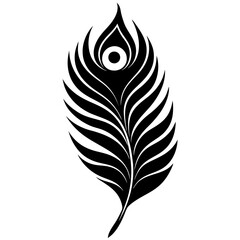 Obraz premium Peacock Feather Black Silhouette Hand Drawn Sketch Feather Icon Illustration