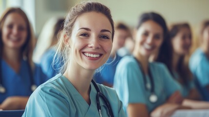 Nurses and Doctors Relaxing in Education Class - Bright Smiles and Positive Energy