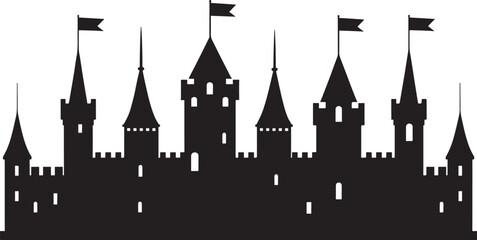 Obraz premium set of castle silhouette isolated on white background