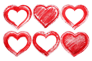 Red brush painted stamp heart png