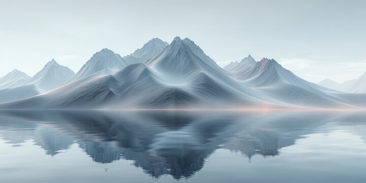 Large-angle view of a water dune by David Mok, blending serenity and calm with photobashing techniques, captured in UHD with symbolic figurative landscapes.
