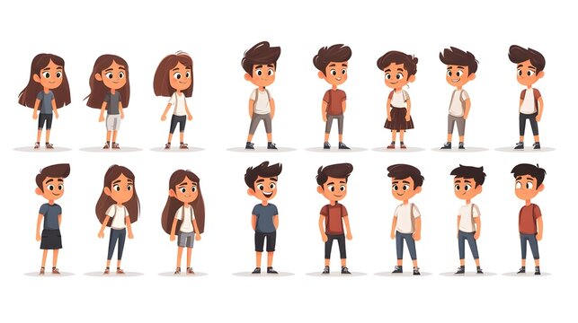 Diverse sets of illustrated characters with different poses and expressions. Useful for marketing materials, explainer videos, and web content.