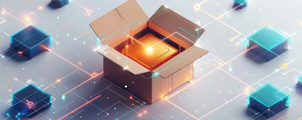 Empty open cardboard box on white background.