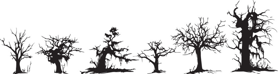 Naklejka premium Set Trees. Hand drawn vector illustration 