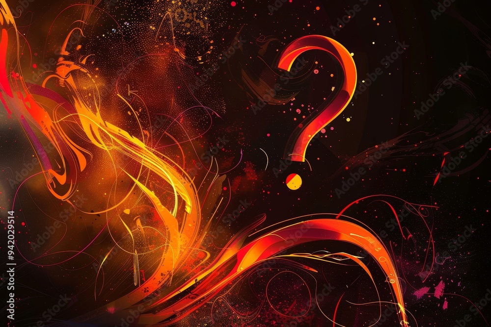Poster abstract question mark background, featuring a clean and modern design with sharp contrasts and mini