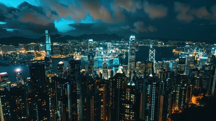 Obraz premium Hong Kong Skyline at Night