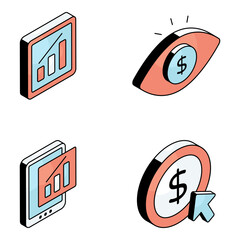 Pack of Data Analytics Flat Icon 