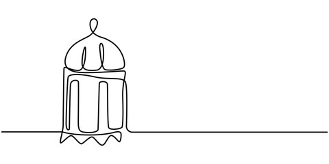 Candlestick lantern with candle one line art. Continuous line drawing of halloween theme, comfort, romance, gothic, Merry Christmas decoration.