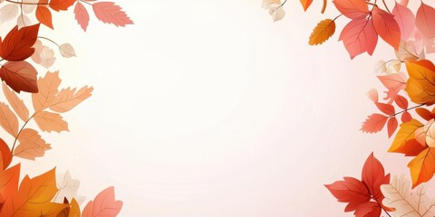 Red and orange autumn leaves in the countryside, space for text, illustration