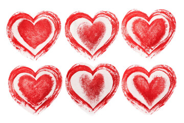 Red brush painted stamp heart png