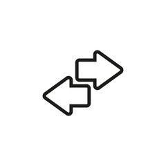 Two short small arrows point in different opposite directions. Outline vector illustration on white background.