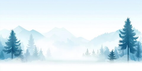 Fototapeta premium Crisp air and clear skies, morning mist in the countryside with text space, illustration
