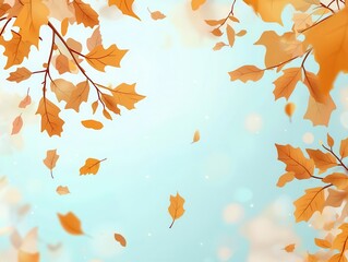 Autumnal equinox with crisp air and golden leaves, space for text, illustration