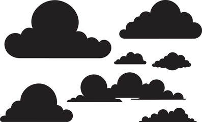 set of cloud icon silhouette