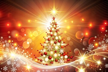 Bright abstract Christmas background with a beautiful Christmas tree and sparkling lights