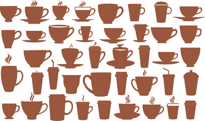 set of coffee cup silhouette