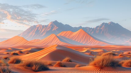 Sand Dunes in Desert: Photo-Realistic Landscape, 16:9 Aspect Ratio