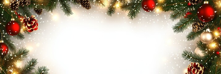Festive Christmas New Year horizontal banner web poster, header for website. Christmas background