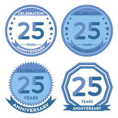 Celebration 25 Years Anniversary - Blue Seals, 4 Variations, Blue and Transparent Seals.