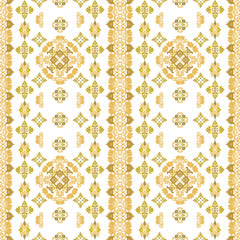 Golden Ornamental Vintage Floral seamless 
patterns on White Luxurious Floral and Geometric Design Graphic ornate pattern for wallpaper, fabric, packaging, wrapping. Damask flower ornament.